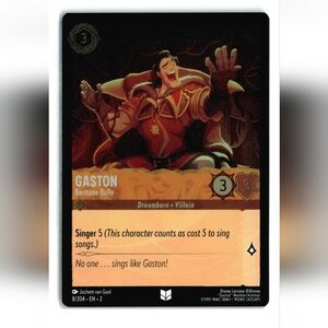 Gaston From Beauty and The Beast 🔥 Disney Lorcana Trading Card TCG